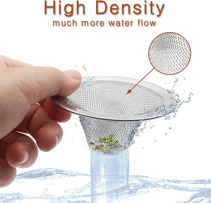 2pcs Heavy Duty Stainless Steel Slop Basket Filter Trap, 2.75" Top / 1" Mesh Metal Sink Strainer Shower Drain Hair Catcher for Kitchen Bathroom Bathtub Wash Basin Floor Balcony Drain Hole, Utility
