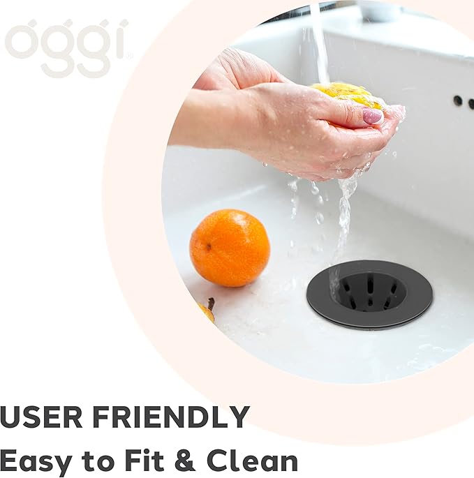 OGGI Silicone Sink Strainer- Great Kitchen Sink Strainer, Sink Drain Strainer, Drain Stopper, Sink Plug, 4.6˝ Diameter Rim, Black (Pack of 2)