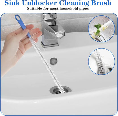 2pcs Sink Drain Cleaner Brush, 23.62 Inches Snake Cleaning Flexible Drain Brush, Long Pipe Drains Clog Remover Hair Cleaning Tool for Toilet, Kitchen Sink, Bathroom Tub, Shower, and Sewer