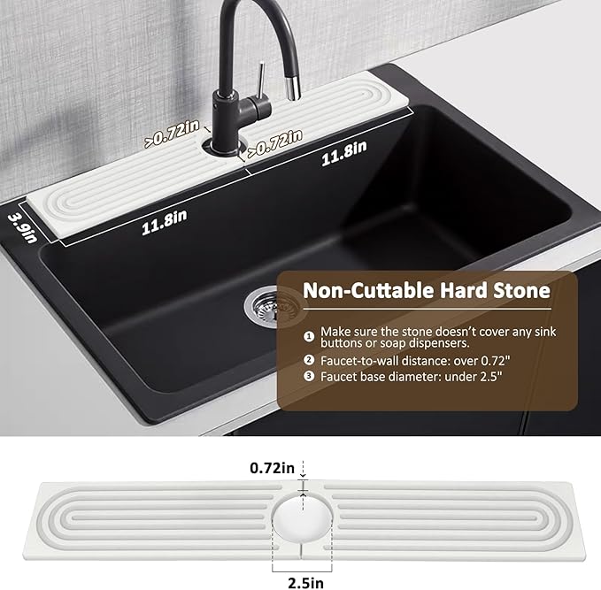 3 PCS Large Stone Dish Drying Mat for Kitchen Counter, 24"×16" Marble Absorbent Dish Drying Mat with 24"x 4" Faucet Mat for Kitchen Sink, Earth Mats for Dishes Bottles Cups, Match Any Countertop