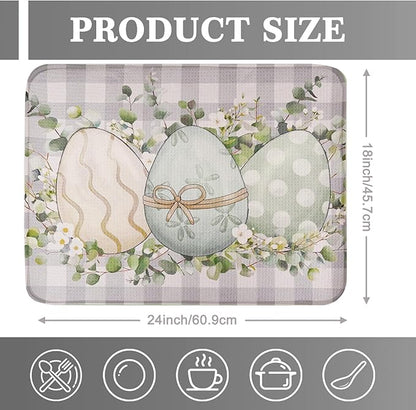 Easter Dish Drying Mat, Ultra Absorbent Easter Drying Mat for Kitchen Counter, Coffee Maker, 18 x 24 Inch