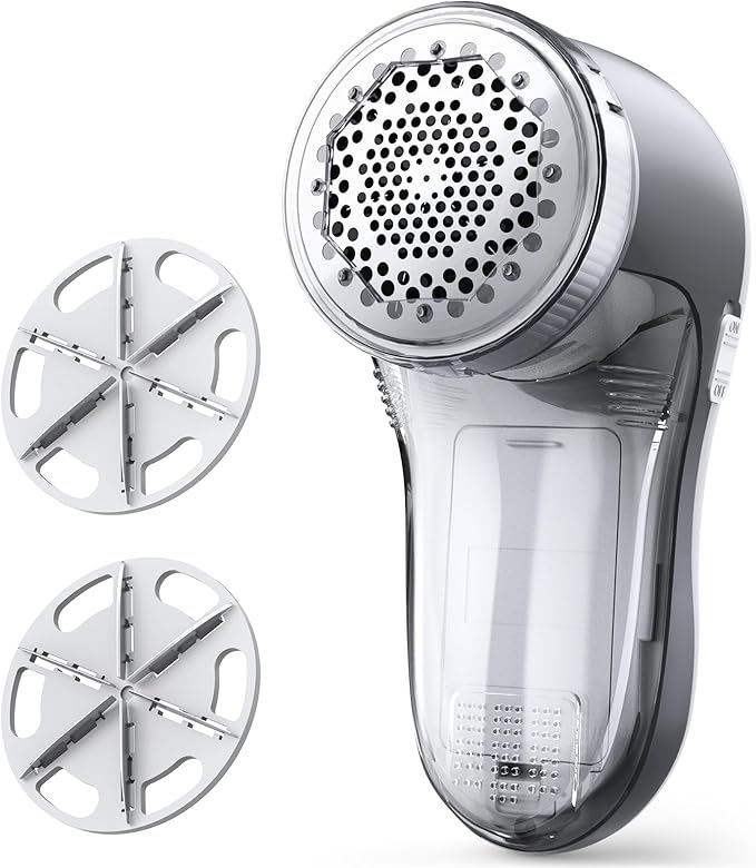 POPCHOSE Fabric Shaver, Lint Shaver for Clothes, Sweater Shavers to Remove Pilling, Lint Remover with 6-Leaf Blades, Clothes Shaver for Clothing, Couch, Furniture, Fuzz, Lint Ball, Battery Operated