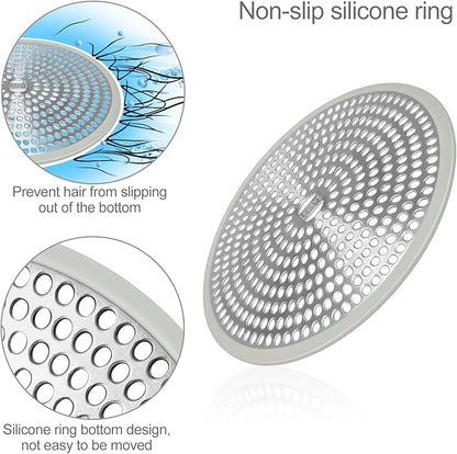 LEKEYE Shower Drain Hair Catcher | Strainer | Shower Stall Drain Cover | Bathroom Drain Protector Stainless Steel and Silicone(Light Gray)
