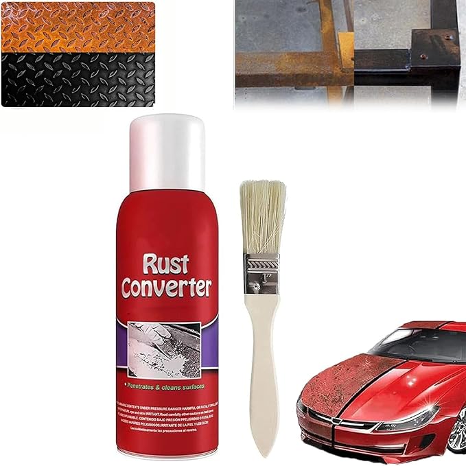 KISHAL Car Chassis Derusting,Car Chassis Rust Converter,Car Rust Remover Spray,Rust Inhibitor Derusting Spray with Brush,Maintenance Cleaning Rust Dissolver (1 Pcs)