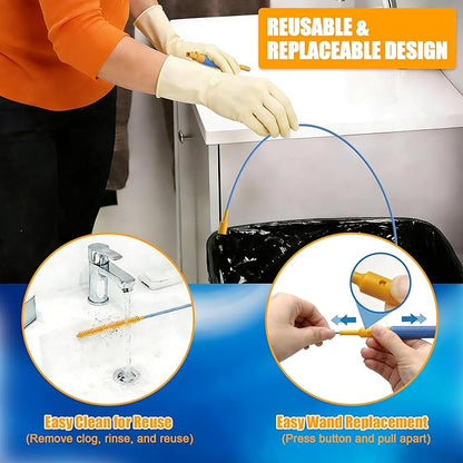 EastLink 30-Inch Reusable Drain Snake Hair Drain Clog Remover 6 Pack, Anti-Break Steel Sink Snake Drain Hair Removal Tool with Rotating Handle, Drain Cleaner Tool for Bathroom Sink, Shower, Bathtub