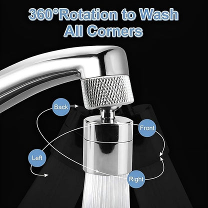 Faucet Aerator 360° Swivel Kitchen Sink Aerator, Dual-function 2-Flow Female 55/64 in-27UNS Chrome Solid Brass Faucet Sprayer Attachment with 15/16 in Male Threaded Adapter for Bathroom Sink Filter