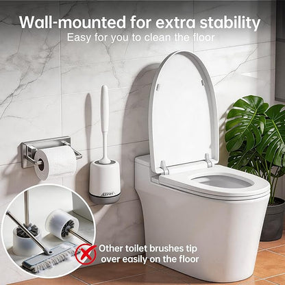 Lefree 3 Pack Silicone Toilet Brush,Rubber Toilet Bowl Brush and Holder Set with Ventilated Holder, Toilet Cleaner Brush for Bathroom,Floor Standing & Wall Mounted Toilet Scrubber Without Drilling