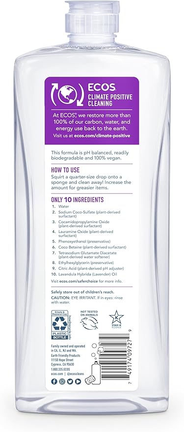 ECOS 25 Oz Dishmate Dish Liquid with Lavender (Set of 3)