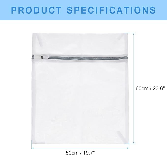 uxcell Mesh Laundry Bags, 5Pcs 19.7"x23.6" Mesh Wash Bag Fine Net Travel Storage Organize Bag with Zipper for Delicate Clothing Laundry Stocking, Gray