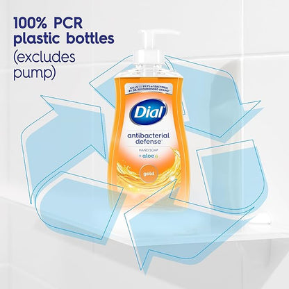 Dial Antibacterial Defense Liquid Hand Soap + Aloe, Gold Scent, 11 Fl Oz (Pack of 4), Dermatologist-Tested Hand Wash, Gentle Formula