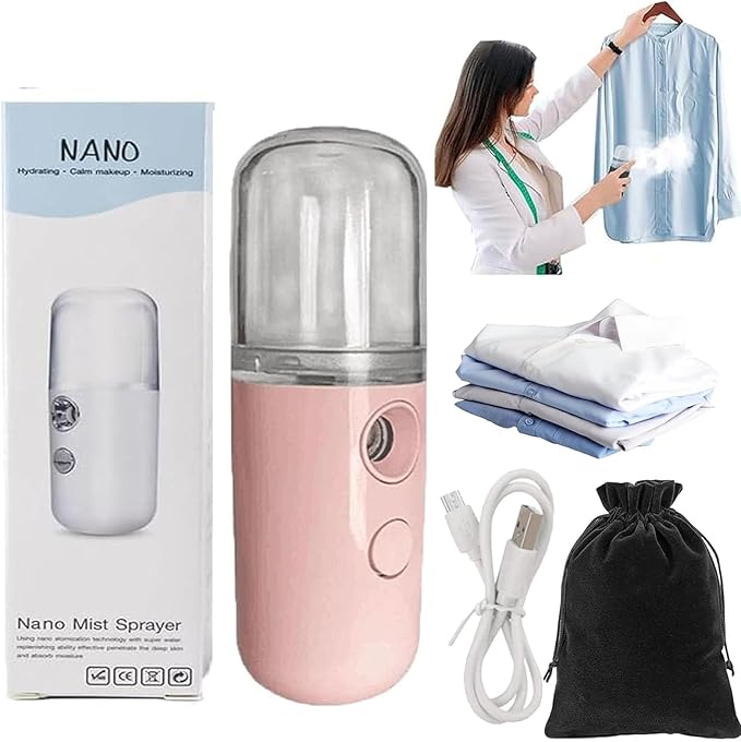Easy Care Sunshine 15s Heat up Mini Travel Steamer, Easycare Sunshine Mini Travel Atomizer, Mini Handheld Garment Steamer, Fabric Steam Iron for Home and Travel (Pink)