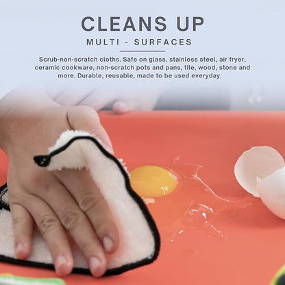 Whiffkitch Dishcloths Dishrags for Kitchen and Household Cleaning 6x7 6-Pack Non-Scratch 2-Ply Weave, Bamboo-Rayon Fabric, Absorbent, Washable, Long-Lasting