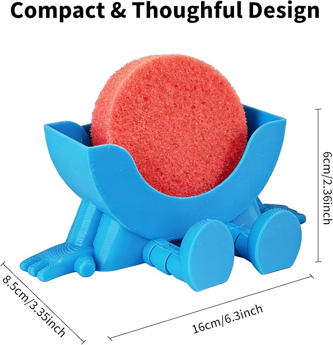 Cute Hanging Sponge Holder, Drainable Kitchen Sink Organizer, Scrub Sponge Stand Storage Rack with Smiley Design, Sink Accessories (Red)