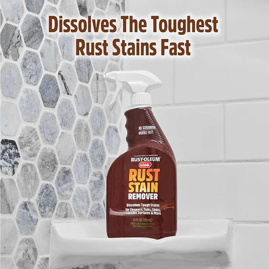 Rust-Oleum Whink Rust Stain Remover | Heavy-Duty Iron Stain Remover Foaming Spray with Excellent Cling for Toilets, Showers, Sinks, Outdoor Siding | 24 oz | 4 Pack