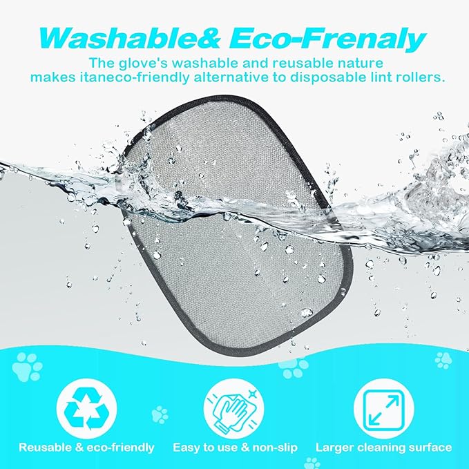 NSVNSV Upgraded Pet Hair Removal Gloves for Cats Dogs, Reusable Strong Grooming Gloves, Pet Hair Remover Tool for Clothing, Couch, Bed, Carpet, Car Seat, Blue, 2pcs