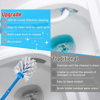 Toilet Cleaner Refill Pads Ocean Scent Enhanced Odor Control 72 Count Scrubber Refill Clean Stains Disposable Toilet Brush Refill for Toilet and Bathroom