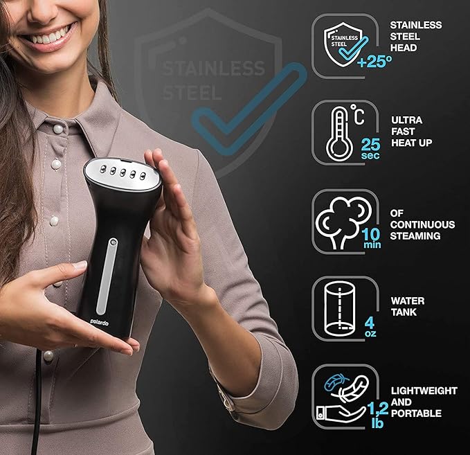 Polardo Travel Garment Steamer - Compact Portable Handheld Clothes Steamer with 360° Anti-Spill Technology, Professional Wrinkle Remover for Travel & Home