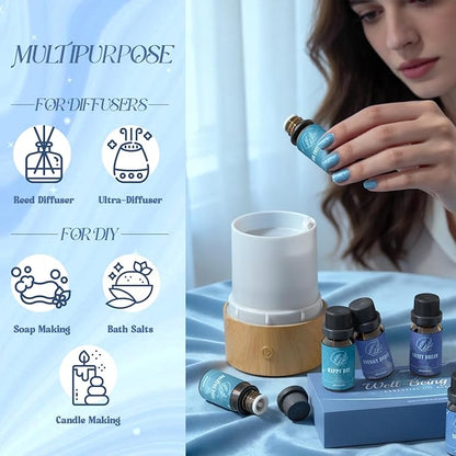 ARVIDSSON Essential Oil Blends Set, Well-Being Blend Gift Set - Sweet Dreams, Happy, Serenity, Breathe, Energy, Air Freshening, Natural Essential Oils for Diffusers, Candle Making