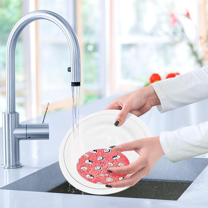 Sushi Kitchen Scrub Sponges, Pop-up Kitchen Cleaning Sponges Reusable Dish Washing Sponges for Bathroom Household Cleaning 3 Pack - Non Scratch Scrubber