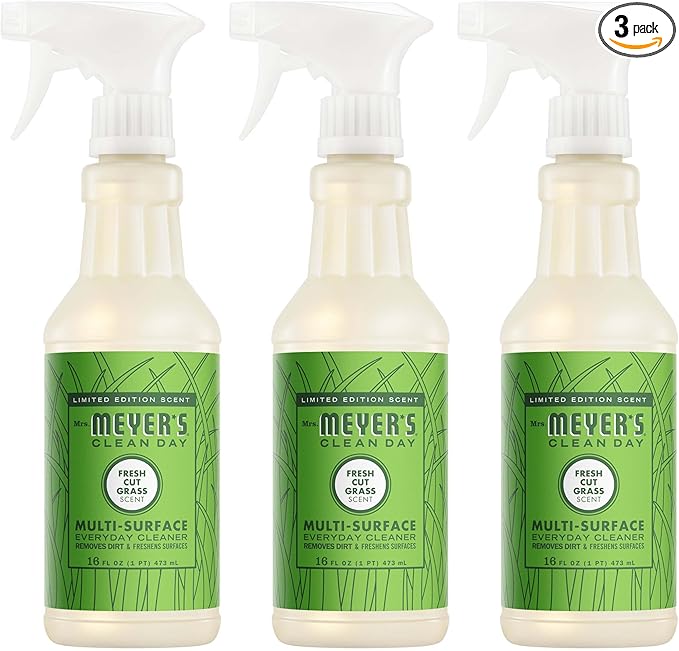 Mrs. MEYER'S CLEAN DAY Multi-Surface Everyday Cleaner, Fresh Cut Grass Scent, 16 Fl Oz Bottle - 3 Pack