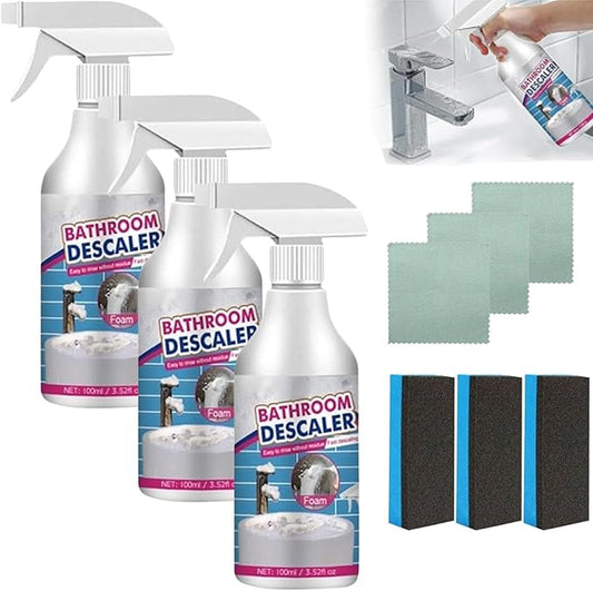 2025 New Bathroom Descaler Foam Cleaner, Multipurpose Stubborn Stains Cleaner, Bathroom Descaler Cleaners, Cleaning Foam Spray for Kitchen Bath Shower Toilet Glass, Easy to Use (3Pcs)