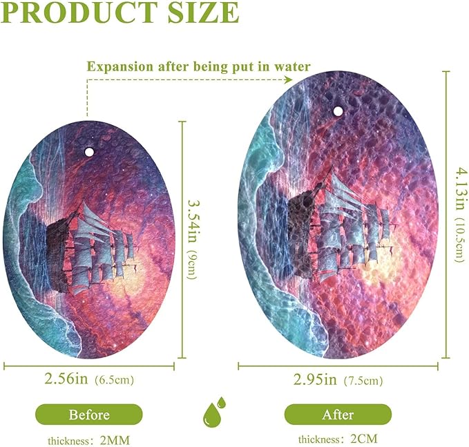 Sea Waves Ship Kitchen Scrub Sponges, Pop-up Kitchen Cleaning Sponges Reusable Dish Washing Sponges for Bathroom Household Cleaning 3 Pack - Non Scratch Scrubber
