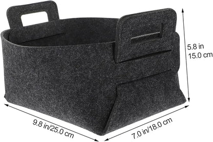 Felt Laundry Basket Handles Deep Gray Dirty Clothes Storage Bin Foldable Multifunctional Organizer for Bedroom Nursery and Playroom