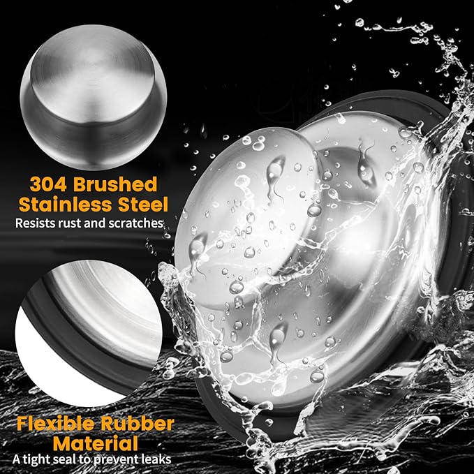 Garbage Disposal Splash Guard with Sink Drain Stopper Cover, Stainless Steel Garbage Disposal Stopper with 3 3/8" EPDM Splash Guard Compatible with Insinkerator and Moen, Prevent Water Splashes