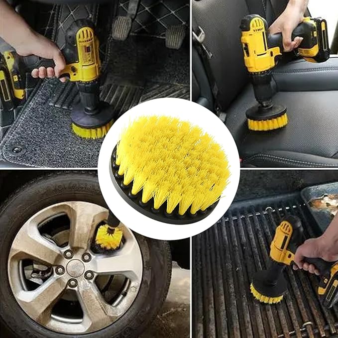 Thereisno Drill Cleaning Brushes Soft Drill Brush Attachment for Cleaning Carpet Leathers Upholstery Drill Soft Brush Replacement Drill Brush