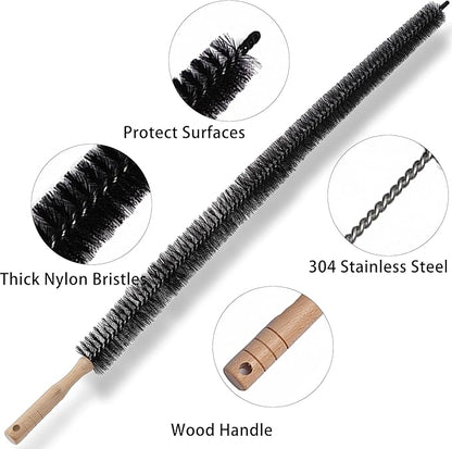 47.24 Inch Extra Long Full-Bristle Dryer Vent Cleaner Brush – Flexible Lint Brush for Dryer Vent Trap, Duct & Refrigerator Coils – Deep Cleaning Tool to Fire Risk Reduction, Pet Hair & Dust Removal