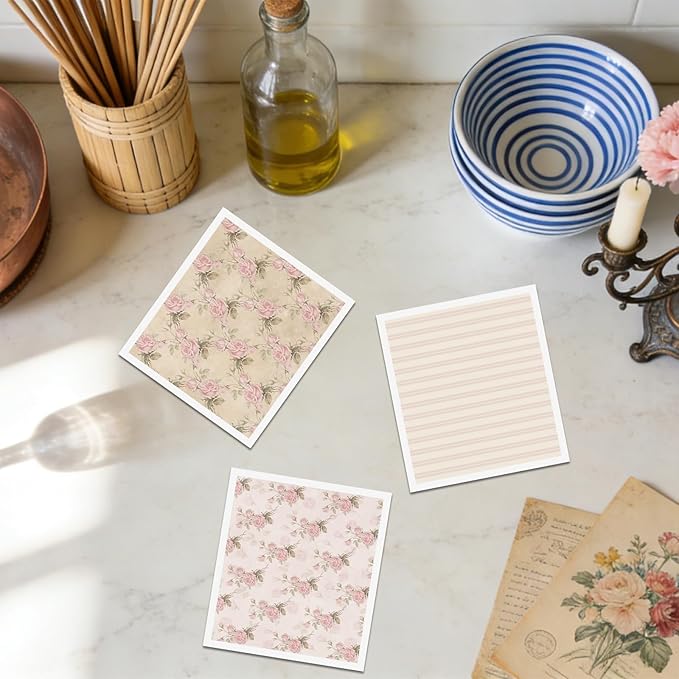 Reusable Swedish Dishcloths for Kitchen, 6 Pcs Vintage Floral Swedish Dish Cloths, Absorbent Pink Flower Sponge Cleaning Towels Wipes for Kitchen Cooking Home Decoration Housewarming Gifts
