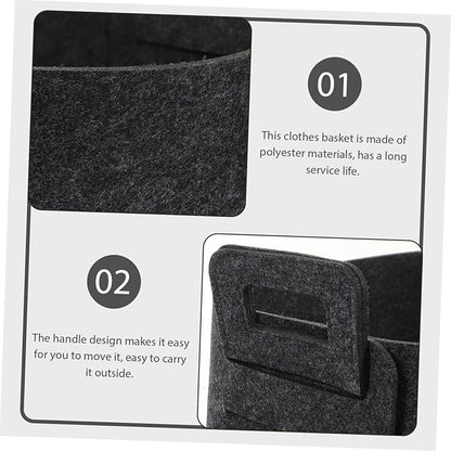 INOOMP Foldable Dirty Clothes Storage Basket Deep Grey Felt Laundry Hamper for Bedroom and Bathroom Large Capacity Organizer for Household Sundries