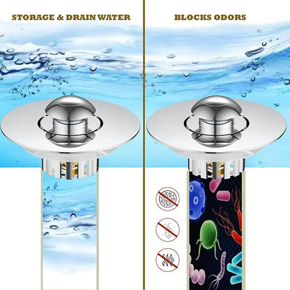 Kitchen Sink Drain Strainer 3 in 1, 304 Stainless Steel Pop Up Sink Stopper, Anti-Clogging Drain Stopper, Strainers for Kitchen, Drain Cover & Kitchen Accessories for US Standard Sink (Shiny Chrome)