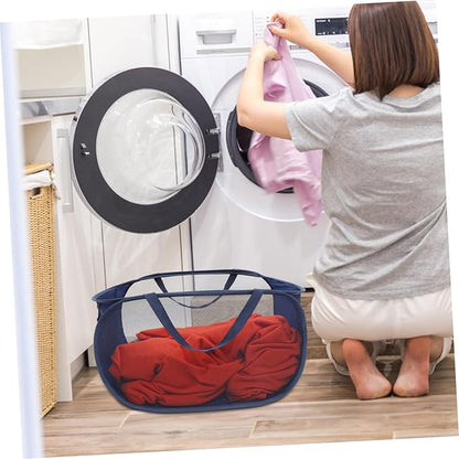 Hemobllo Foldable Mesh Laundry Basket with Handles Large Wire Laundry Hamper for Bedroom Bathroom Nursery Organizer Bin for Dirty Clothes Storage