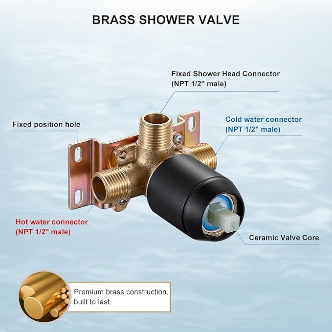 Single-Handle Shower Faucet Set Matte Black Shower Trim Kit with Valve 6 Spray Handheld Shower Head Shower Valve and Trim Kit Bathroom Shower System Fixtures KIYPUT