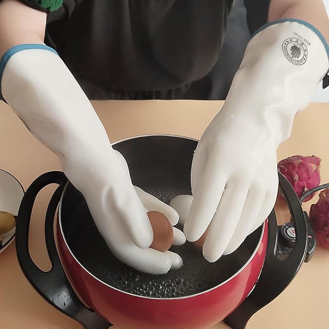 Silicone Oven Gloves, Heat Resistant Oven Gloves with Fingers, Kitchen Oven Mitts Smoker Barbecue Gloves for Baking, Grilling, Cooking, Food Grade, Waterproof, (10)