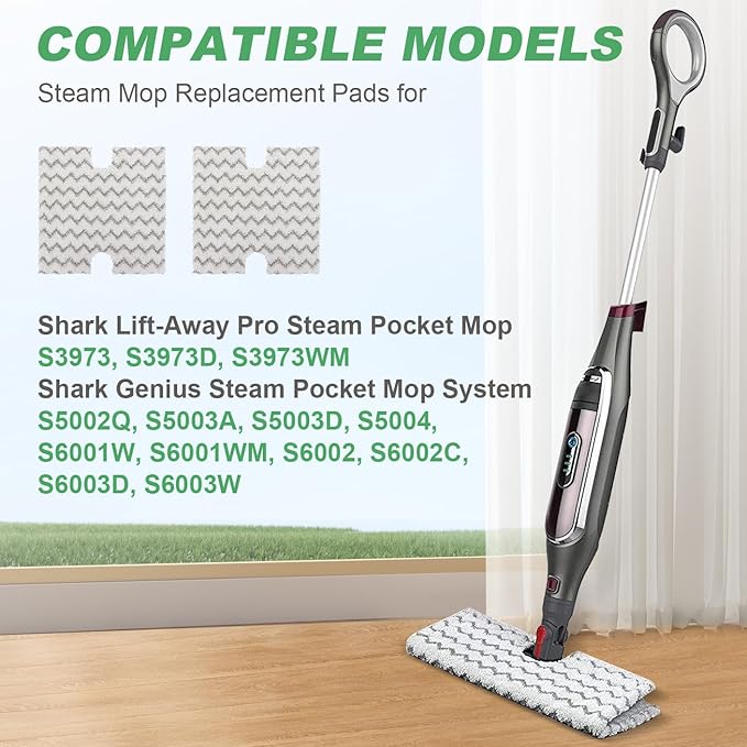 Sgizoku Square Steam Mop Replacement Pads for Shark Genius Steam Mop S5003D & Lift-Away Pro Steam Mop S3973 S3973D S3973WM S5001 S5002Q S5003A S5004 S5004W S6001W S6001WM S6002C S6003D S6003W - 2Pack
