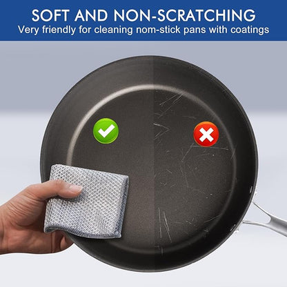 50 Pairs Multipurpose 3-Layer Thickened Steel Wire Dishwashing Cloth – Non-Scratch Metal Cleaning Rag for Wet & Dry Surfaces,Long-Lasting Reusable Kitchen Scrubber for Pots, Pans, and Cookware