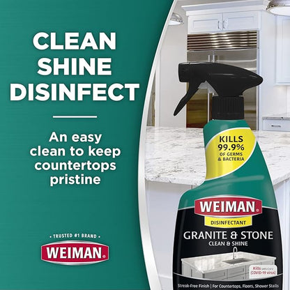 Weiman Granite Cleaner For Granite Marble Soapstone Quartz Quartzite Slate Limestone Corian Laminate Tile Countertop and More, 24 FL Oz