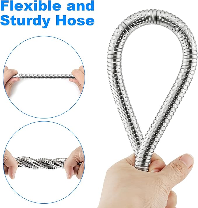 79-Inch Stainless Steel Shower Hose, FSDIYU Extra Long Flexible Anti-Kink Handheld Shower Head Hose with Universal G1/2 Insert for Pet Bathing, RV Cleaning, Bidet Hoses Extension Replacement