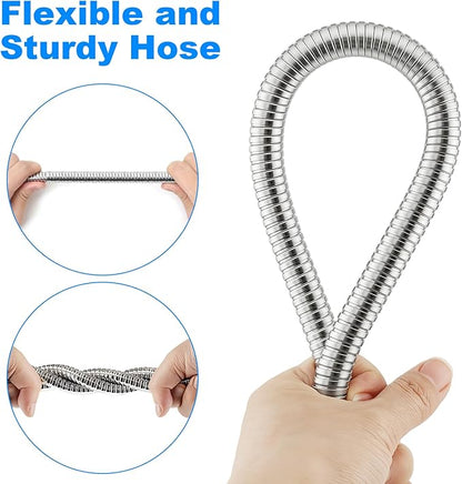 79-Inch Stainless Steel Shower Hose, FSDIYU Extra Long Flexible Anti-Kink Handheld Shower Head Hose with Universal G1/2 Insert for Pet Bathing, RV Cleaning, Bidet Hoses Extension Replacement