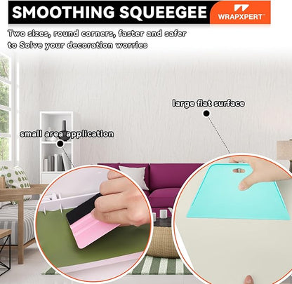 WRAPXPERT Peel and Stick Wallpaper Tools,Wallpaper Smoothing Tool Kit with Smoother,Edge Guider,Paste Brush for Backsplash Tile,Contact Paper