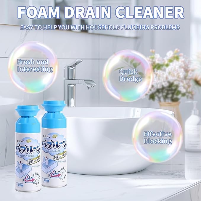 Foaming Drain Cleaner, Sink Cleaner and Deodorizer,Wild Tornado Drain Clog Remover for Kitchen Sinks, Shower Drains, Tubs (2pcs)