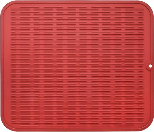 MicoYang Silicone Dish Drying Mat for Multiple Usage,Easy clean,Eco-friendly,Heat-resistant Silicone Mat for Kitchen Counter or Sink,Refrigerator or Drawer Liner Red 2XL 24 inches x 18 inches