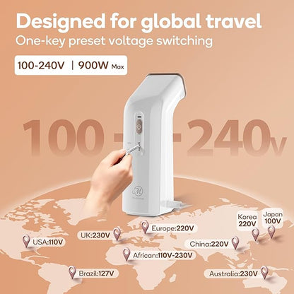 Mini Travel Steamer for Clothes,Dual Voltage & Wrong Voltage Alarm,110-240V Steamer & Iron 2 In 1,Integrated 170ml Tank,1.2lbs Travel Size Fabric Iron,Handheld Steaming Wrinkles Remover For Garment