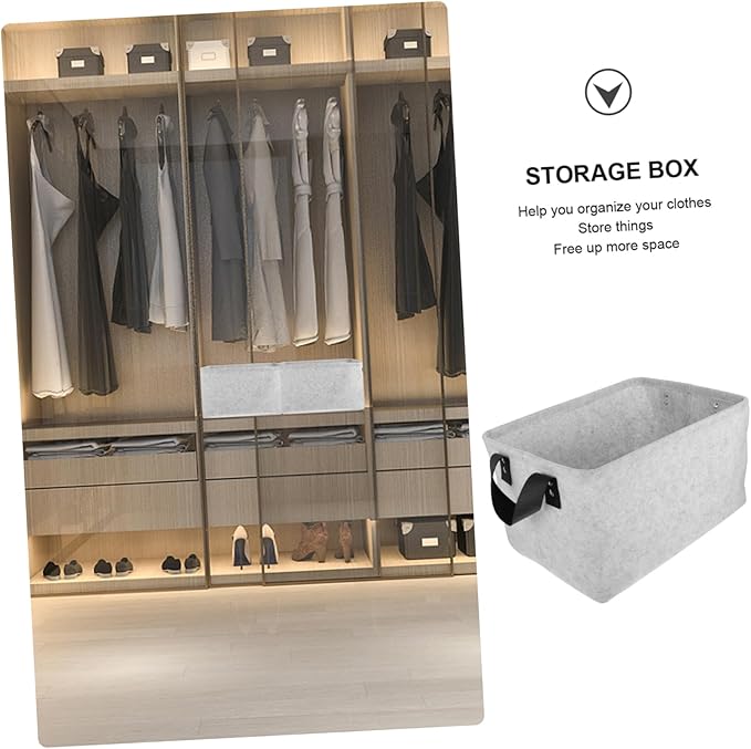 VICASKY Felt Storage Basket Folding Clothes Bucket Medium Gray Laundry Hamper Organizer for Clothes Washable Practical Storage Container for Home