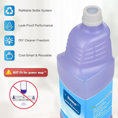 Bisenkud Refillable Bottle for Swiffer® Wet Jet™ Mop - 1250ml /42.3 FL OZ - Leak-Proof HDPE Solution Bottle, Empty，Not for Power mop