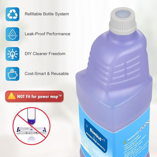 Bisenkud Refillable Bottle for Swiffer® Wet Jet™ Mop - 1250ml /42.3 FL OZ - Leak-Proof HDPE Solution Bottle, Empty，Not for Power mop