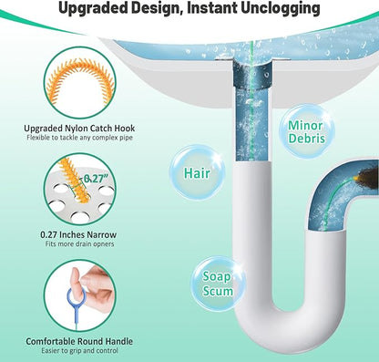 Reusable Drain Snake Hair Drain Clog Remover 30 Inch, 2026 Upgraded Sink Snake Drain Hair Removal Tool, Anti-Break Metal Shower Snake Drain Cleaner to Unclog Bathroom Sink, Tub (5)