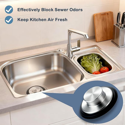 2 Pack 3 3/8 inch (86 mm) Stainless Steel Sink Stopper, Kitchen Garbage Disposal Plug with Wide Rim, Fits Standard 3.5 Inch Drains, Durable and Rustproof -Silver